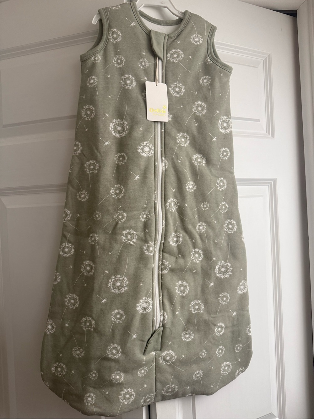 Owlivia Organic Baby Sleep Sack in Sage with White Dandelions